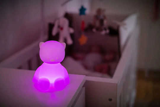 Nattou Kinder Dekorative Lampe Lapidou Kätzchen mit Farbwechsel Weiß 13.5x10.5x14εκ.
