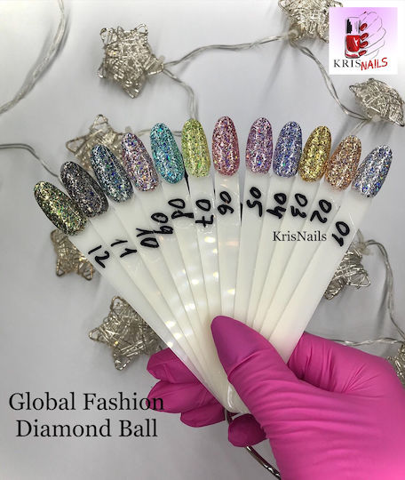 Global Fashion Diamond Ball Semipermanent Lac de Unghii 06 cu Glitter 8ml 1buc