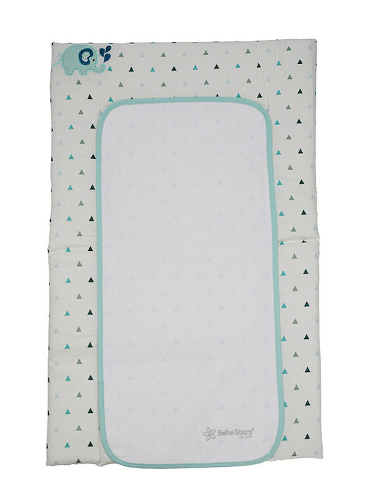 Bebe Stars Weiche Wickelauflage mit Abdeckung Elephant aus Stoff White/Blue 50x80cm