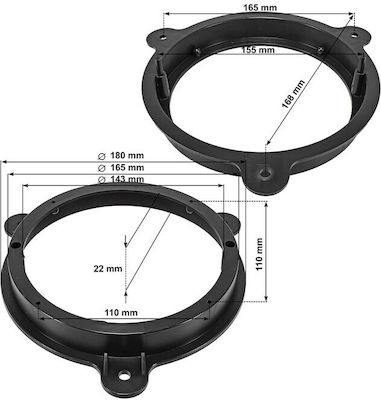 ACV Speaker Ring Car Dacia Dokker / Duster / Lodgy / Logan MCV / Sandero Fiat Talento Nissan Almera Tino / Juke / Micra / Navara / Note / NV200 / NV300 / Pathfinder / Primera / Qashqai / Terrano / Tiida / X-Trail Renault Clio / Trafic Smart ForTwo