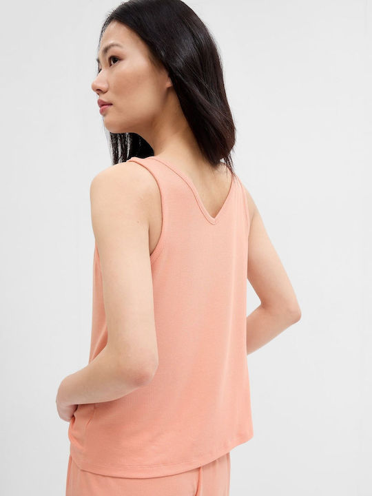 GAP Women's Blouse Sleeveless with V Neckline Orange