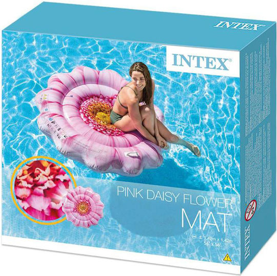 Intex Daisy Flower Mat Детски Надуваем Плажен Дюшек с Дръжки Розов 142см