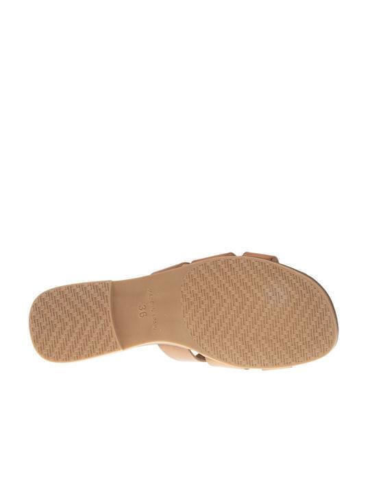 Leder Flache Sandalen für Damen Anatomisch in Tabac Braun Farbe