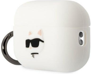 Karl Lagerfeld 3D Logo NFT Choupette Head Hülle Silikon mit Haken in Weiß Farbe für Apple AirPods Pro 2