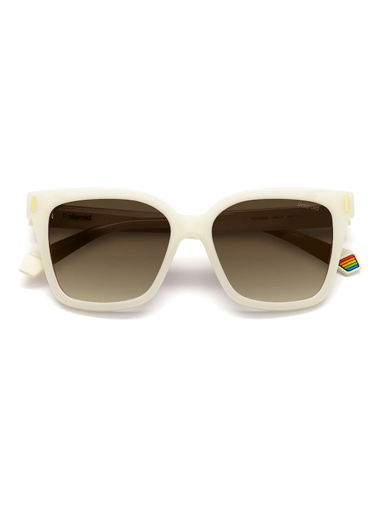 Polaroid Sonnenbrillen mit Weiß Rahmen und Braun Verlaufsfarbe Polarisiert Linse PLD6192/S VK6/LA