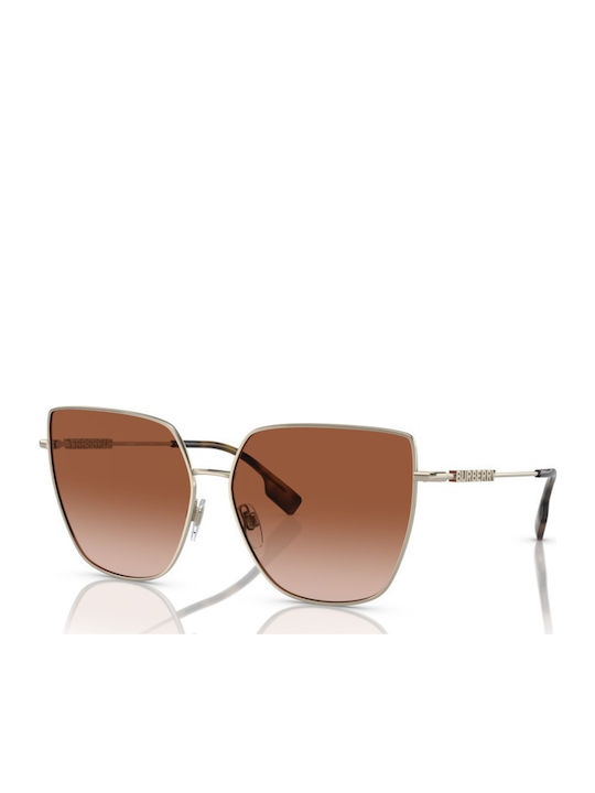 Burberry Alexis Women's Sunglasses with Gold Metal Frame and Brown Gradient Lens BE3143 110913