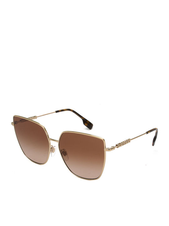 Burberry Alexis Women's Sunglasses with Gold Metal Frame and Brown Gradient Lens BE3143 110913