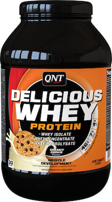 QNT Delicious Whey Πρωτεΐνη Ορού Γάλακτος Χωρίς Γλουτένη με Γεύση Cookies & Cream 908gr