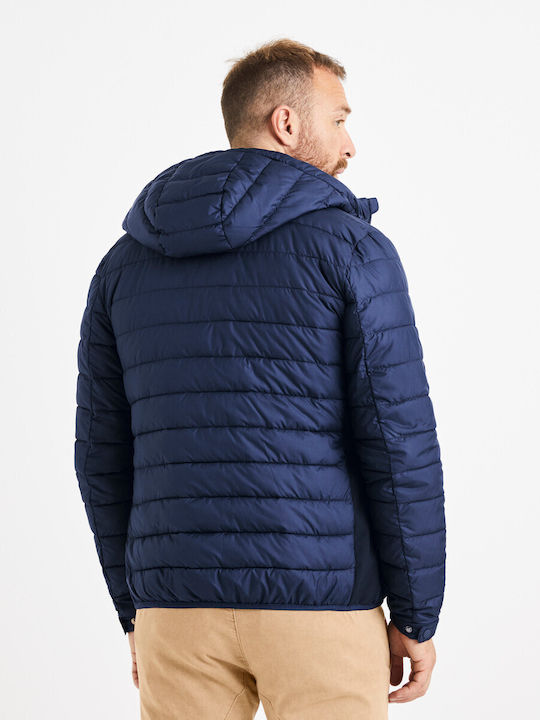 Celio Vucolor Herren Winter Jacke Puffer Indigo