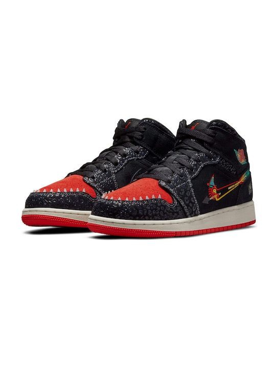 Nike Kids Sneakers High Air Jordan 1 Black / Sail / Chile Red