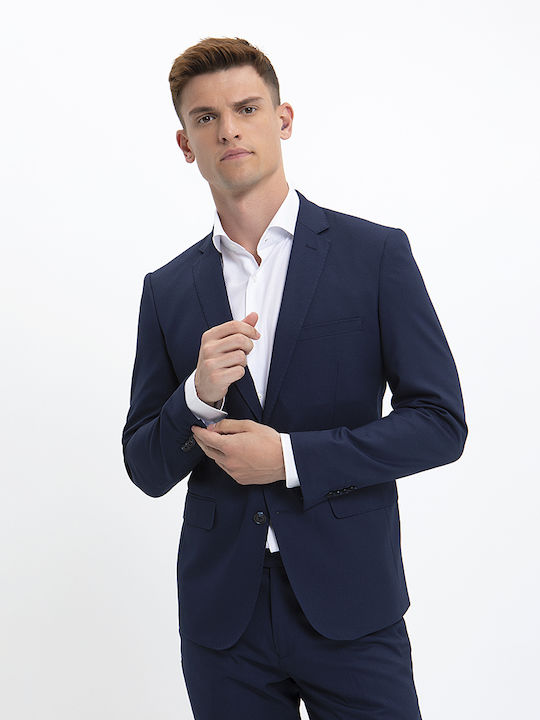 Suit with Micro Pattern Slim Fit Donini Dark Blue