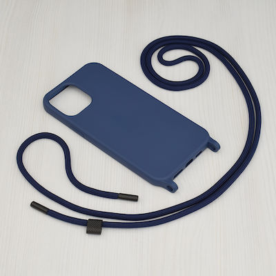 Techsuit Crossbody Lanyard Silicone Back Cover with Strap Blue (iPhone 12 Pro Max)