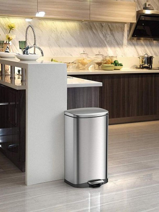 Vesta Waste Bin Waste made of Stainless Steel with Pedal INOX Μatte 30lt 1pcs