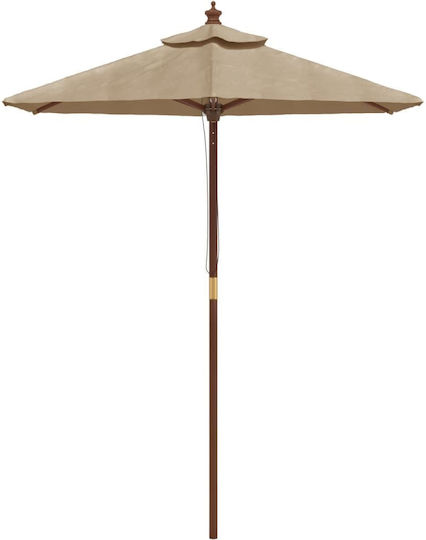Кръгла Дървена Градинска Чадър Taupe Ф1.96xВ2.31м