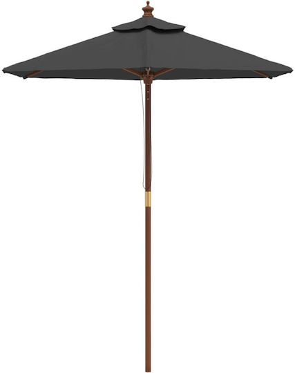 Round Wooden Parasol Anthracite F1.96xY2.31m