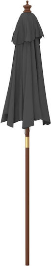 Round Wooden Parasol Anthracite F1.96xY2.31m