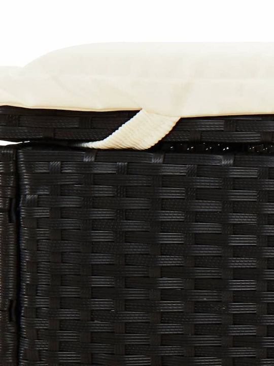 Sunbed Double Rattan with Cushion & Sunshade Black 211x111x140cm.
