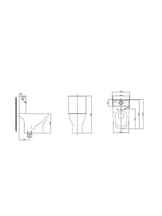Tema Floor-Standing Toilet Floor Trap Rimless with Flush with Slim Cover Without Cover White