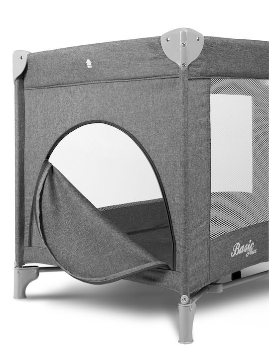 Caretero Basic Plus Παρκοκρέβατο με Στρώμα Graphite 125x66cm