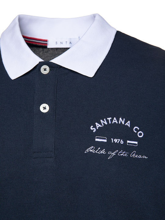 Snta Polo Pique with Short Sleeve & Cuff Santana Co - Blue Navy