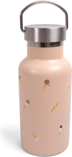 Filibabba Cool Summer Kids Water Bottle Thermos Stainless Steel with Straw Pink 350ml