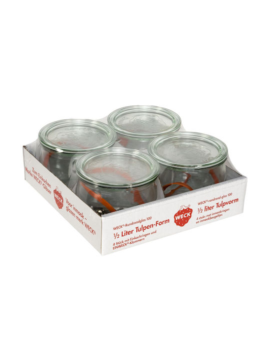 Weck Δοχείο Γυάλινο Αεροστεγές 580ml 4τμχ