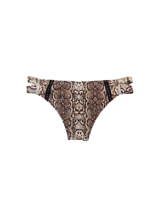 Diver Wild Γυναικείο Tanga Μαγιό Καφέ Animal Print