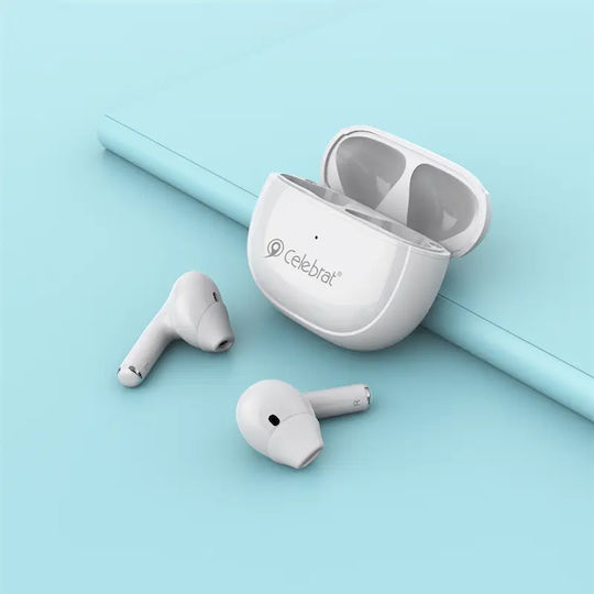 Celebrat W31 In-ear Bluetooth Handsfree Ακουστικά με Θήκη Φόρτισης Λευκά