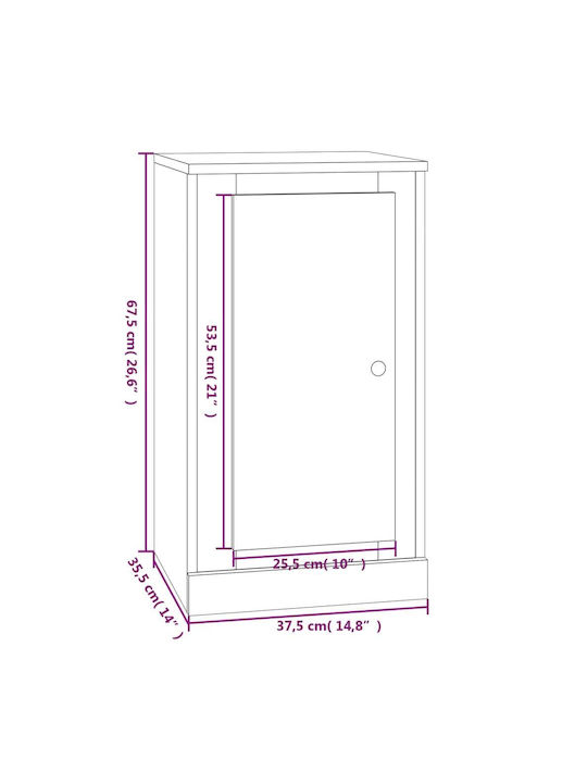Living Room Display Cabinet Made of Particle Board White 37.5x35.5x67.5cm
