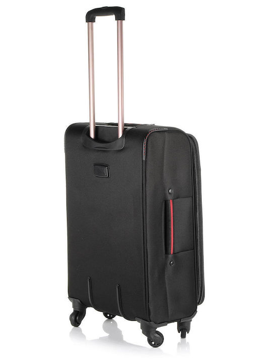 Diplomat Medium The Athens Collection Medium Fabric Black Suitcase With 4 Wheels Height 68cm