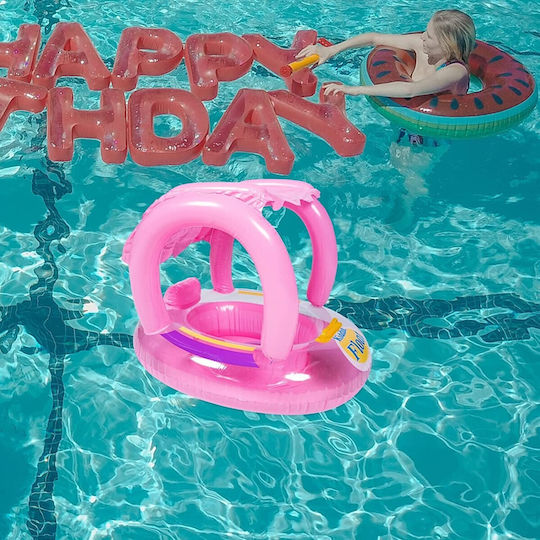 Summer Joy Παιδικό Σωσίβιο Swimtrainer με Μήκος 70εκ. και Σκίαστρο για 3 Ετών και Άνω Ροζ