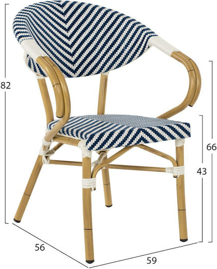 Gartenstühle Bamboo Look Blau-Weiß 59x56x82cm