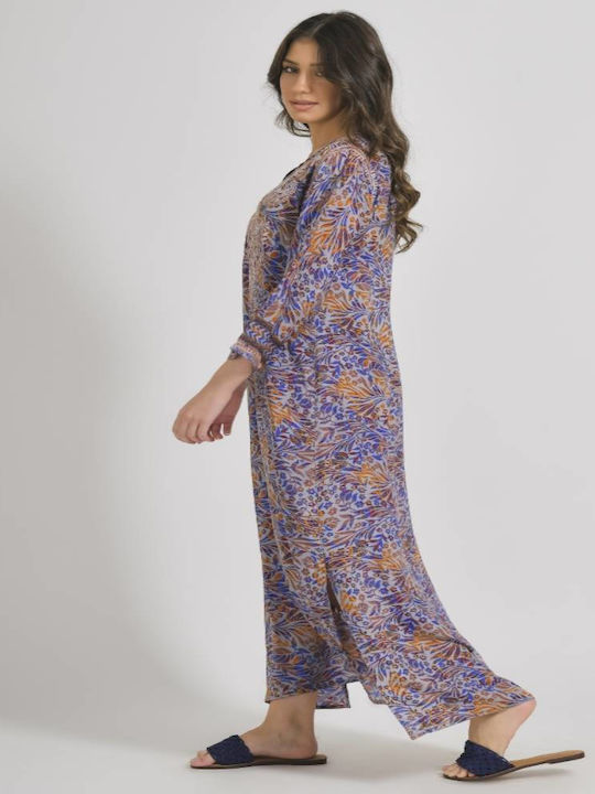 Ble Resort Collection Γυναικείο Μακρύ Καφτάνι Παραλίας Μπλε