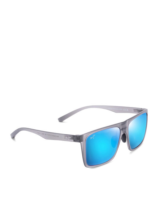 Maui Jim Honokalani Men's Sunglasses with Gray Plastic Frame and Light Blue Polarized Mirror Lens B455-14