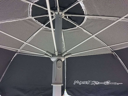 Maui & Sons Folding Aluminum Beach Umbrella Diameter 1.9m with UV Protection and Orange Air Duct