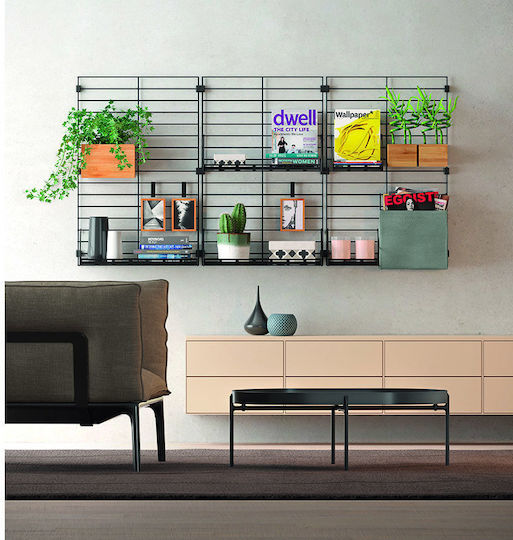 Metaltex Επιτοίχιο Ράφι Mural Μεταλλικό 43x68εκ. Μαύρο