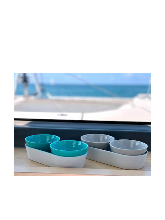 Marine Business Plastic Dessert Divided Serving Tray with 2 Slots Gray Ø27cmxY3cm 27x9x3cm 3pcs