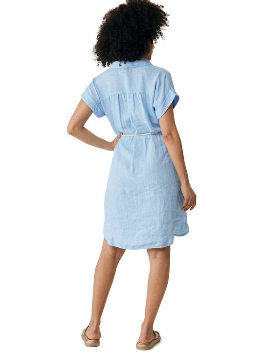 Mexx Sommer Mini Hemdkleid Kleid Hellblau