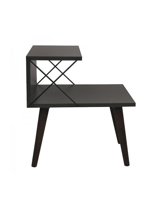 Bedside Table Gather Wooden Anthracite Walnut 50x40x55cm