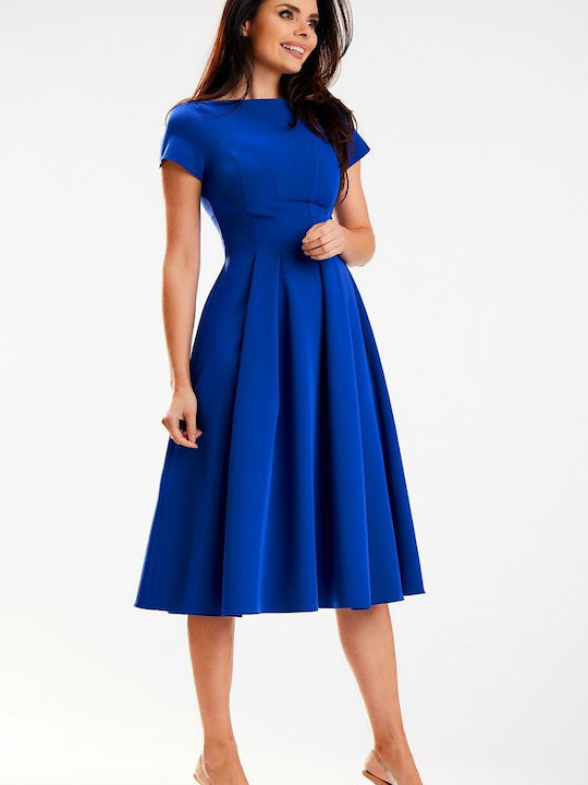 Awama A569 Summer Midi Dress Blue