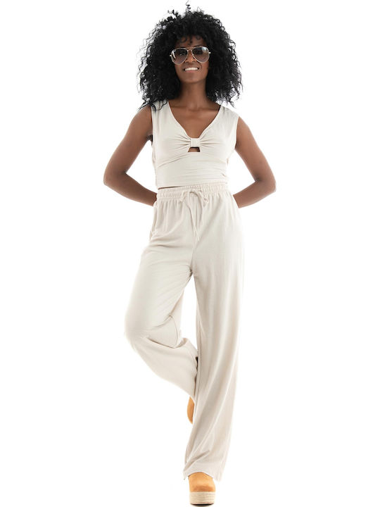 Jany Women's Summer Sleeveless Beige Blouse