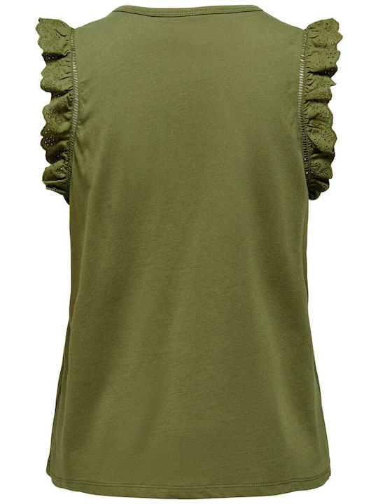 Only Women's Summer Blouse Cotton Sleeveless Olive