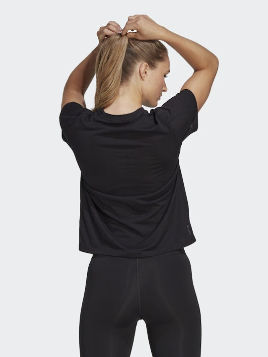 Adidas Aeroready Train Essentials Minimal Branding Women's Athletic Blouse Short Sleeve Fast Drying Black