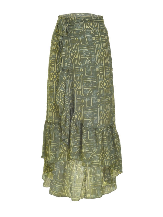 Midi Rock Umschlag Khaki