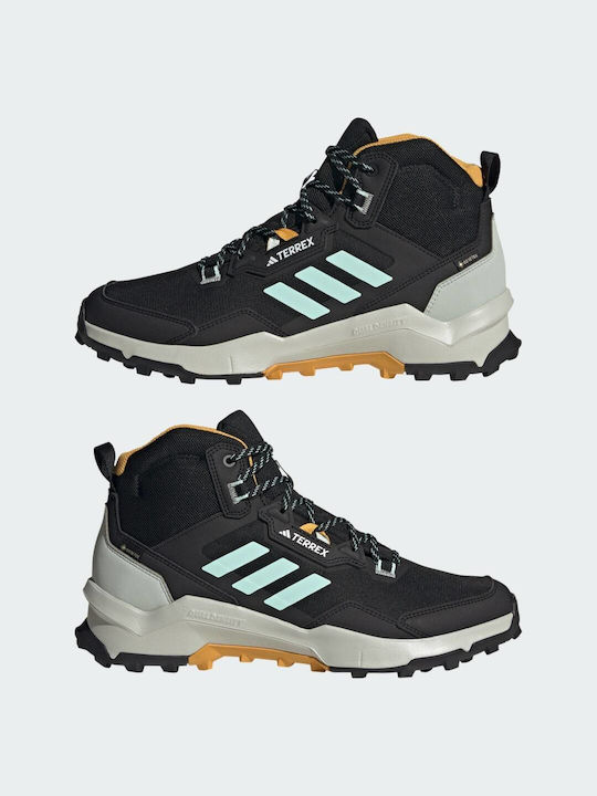 adidas Terrex AX4 Mid GTX Men's Hiking Boots Waterproof with Gore-Tex Membrane Core Black / Semi Flash Aqua / Preloved Yellow