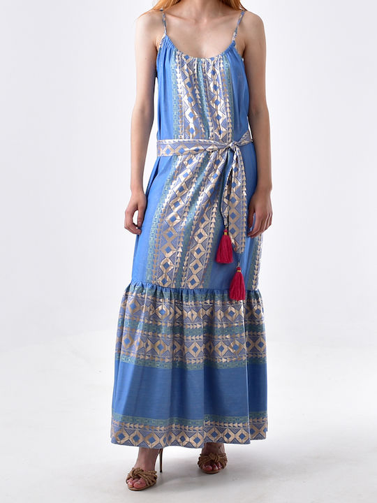 POTERE E PATHOS MAXI BLUE DRESS - P231369915 BLUE