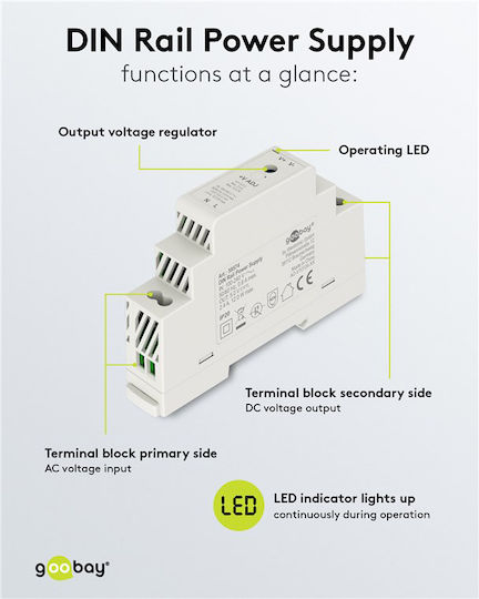Goobay DIN Rail Power Supply 2.4A/5V/12W