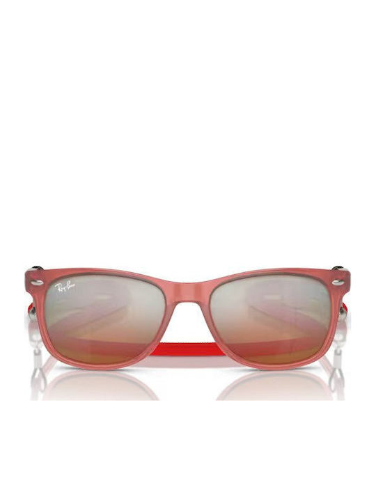 Ray Ban Wayfarer Άθραυστα Τετράγωνα Παιδικά Γυαλιά Ηλίου Κόκκινα για 4-7 Ετών