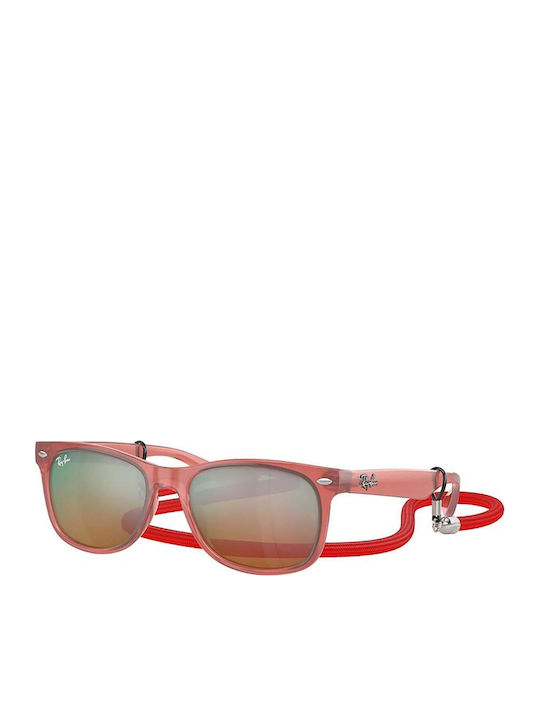 Ray Ban Wayfarer Άθραυστα Τετράγωνα Παιδικά Γυαλιά Ηλίου Κόκκινα για 4-7 Ετών