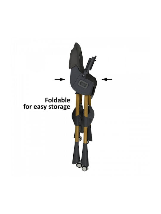 Foldable Baby Highchair 2 in 1 with Metal Frame & Leather Seat Gray